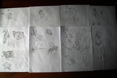 Desene dupa modele din cartea "Invata sa desenezi" (animale si personaje de basm)